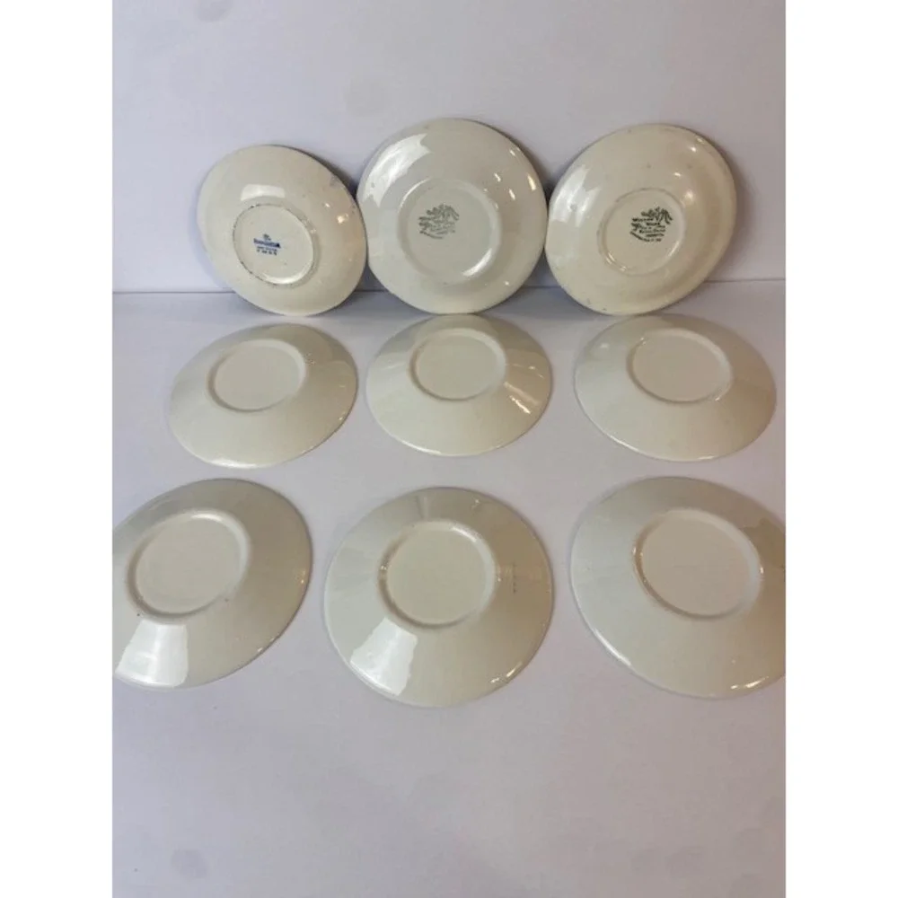 9 Willow Ware Blue Willow Saucers MIXED MAKERS Transferware Underglaze 6 Inch